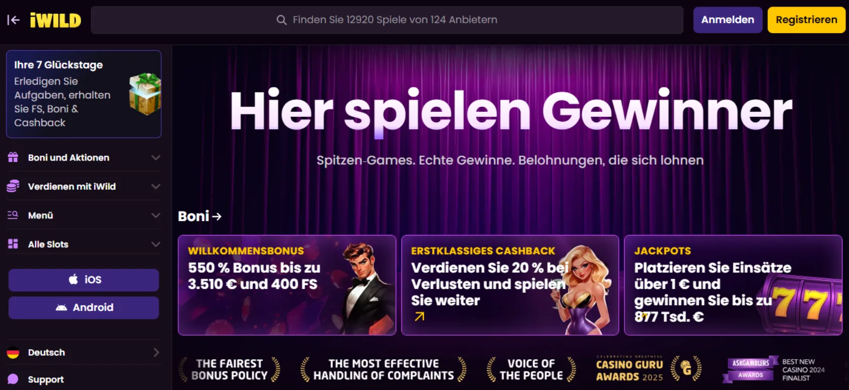 iWild Casino Screen